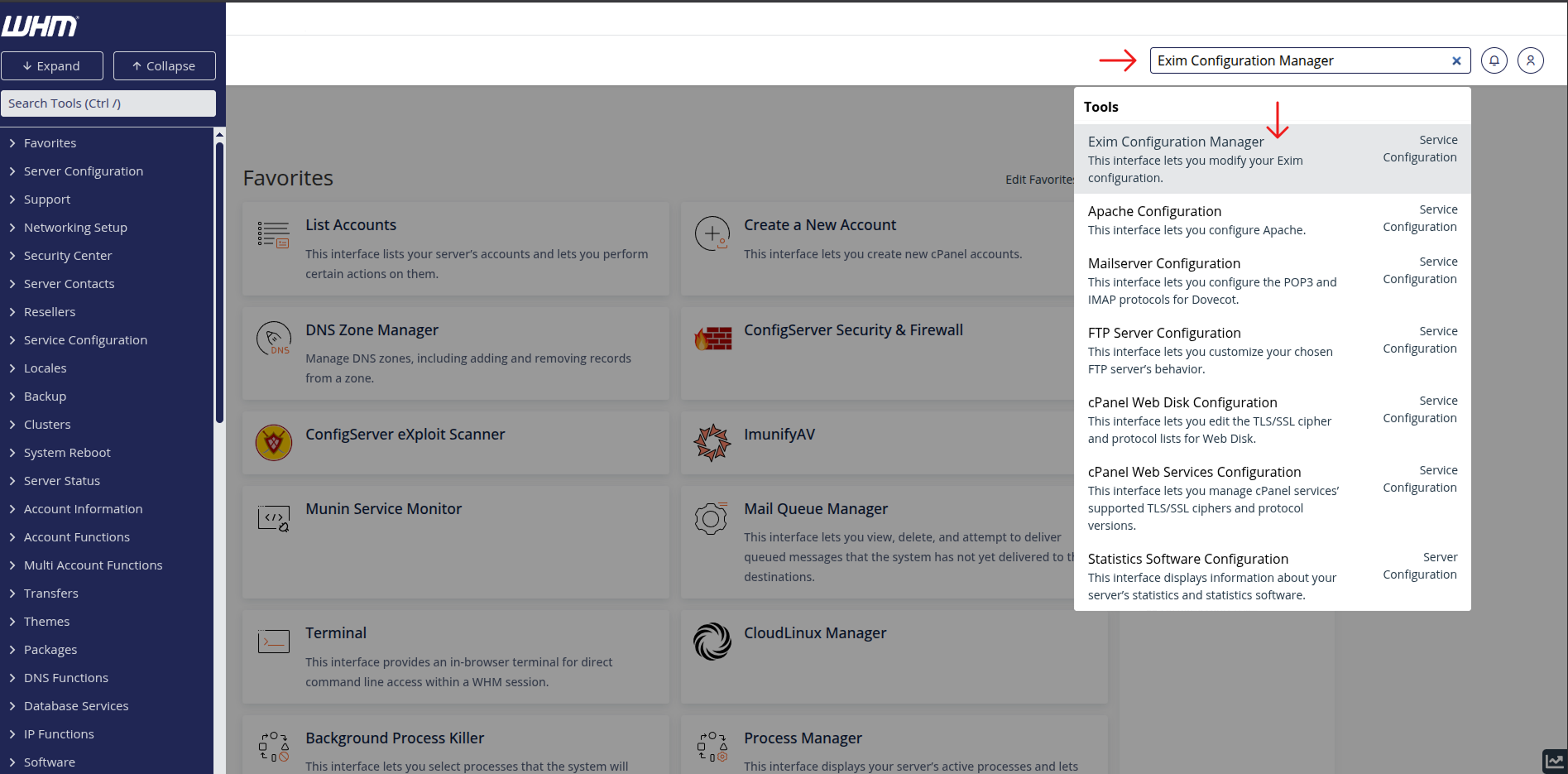 WHM Exim Configuration Manager