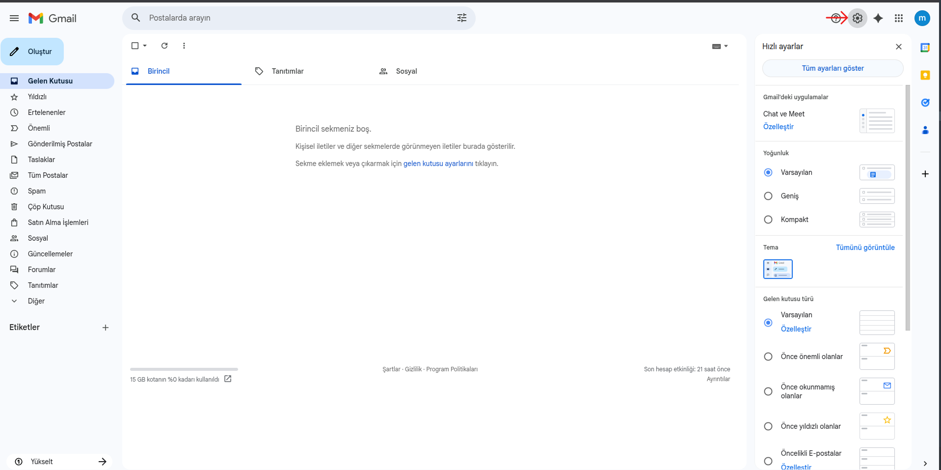 Gmail ayarlar